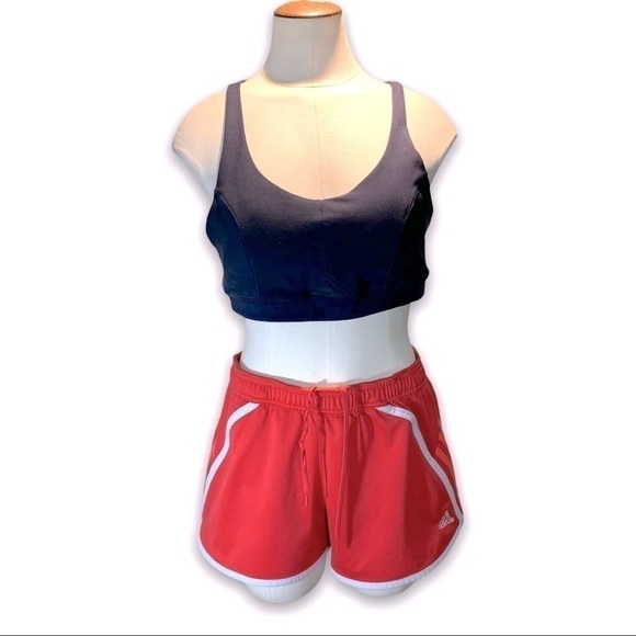 ADIDAS 3 Stripes Running Athletics Shorts Coral Red Elastic Drawstrings waist M - Picture 3 of 12